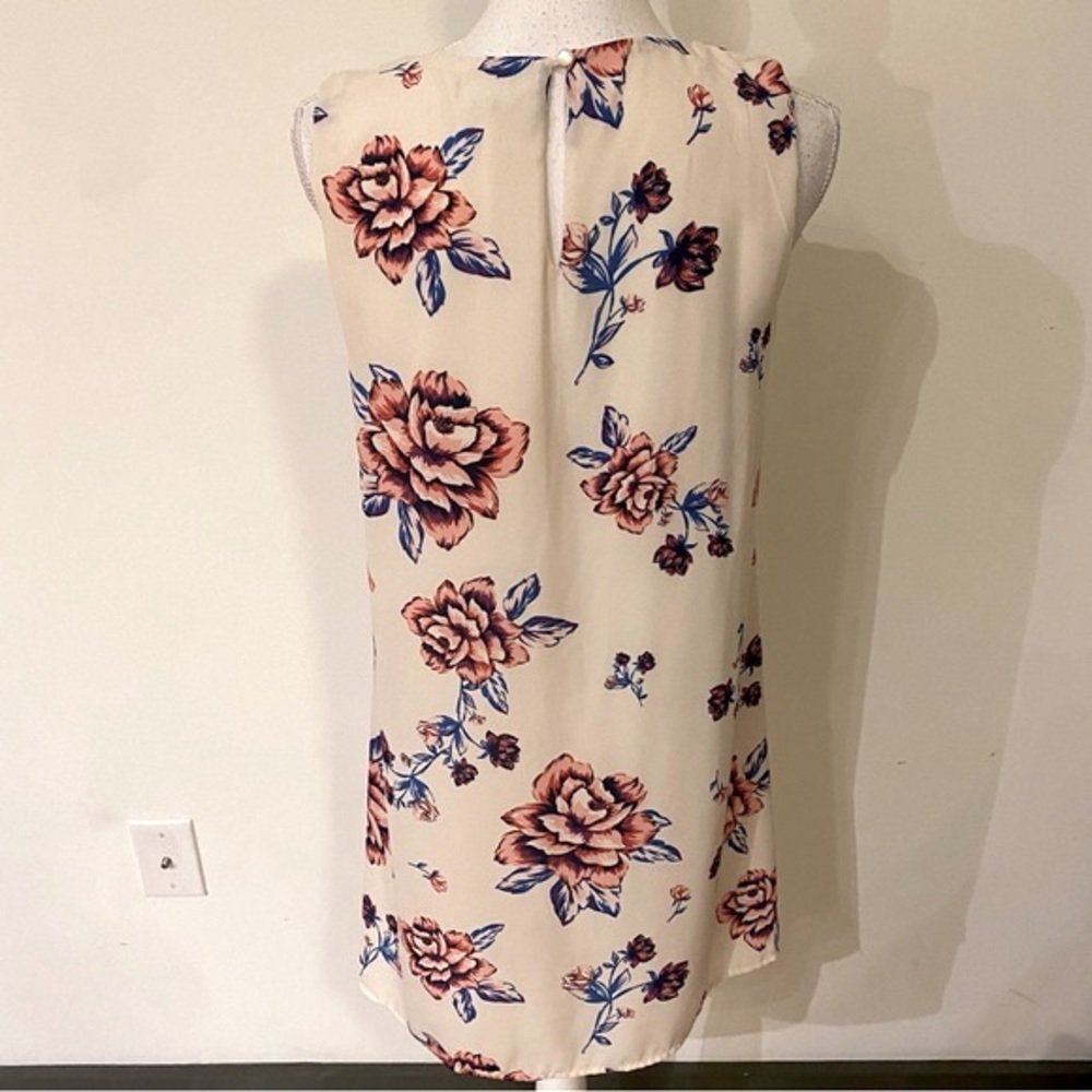 Lily Rose Cream Floral Sleeveless Dress Size Medium - Picture 6 of 8